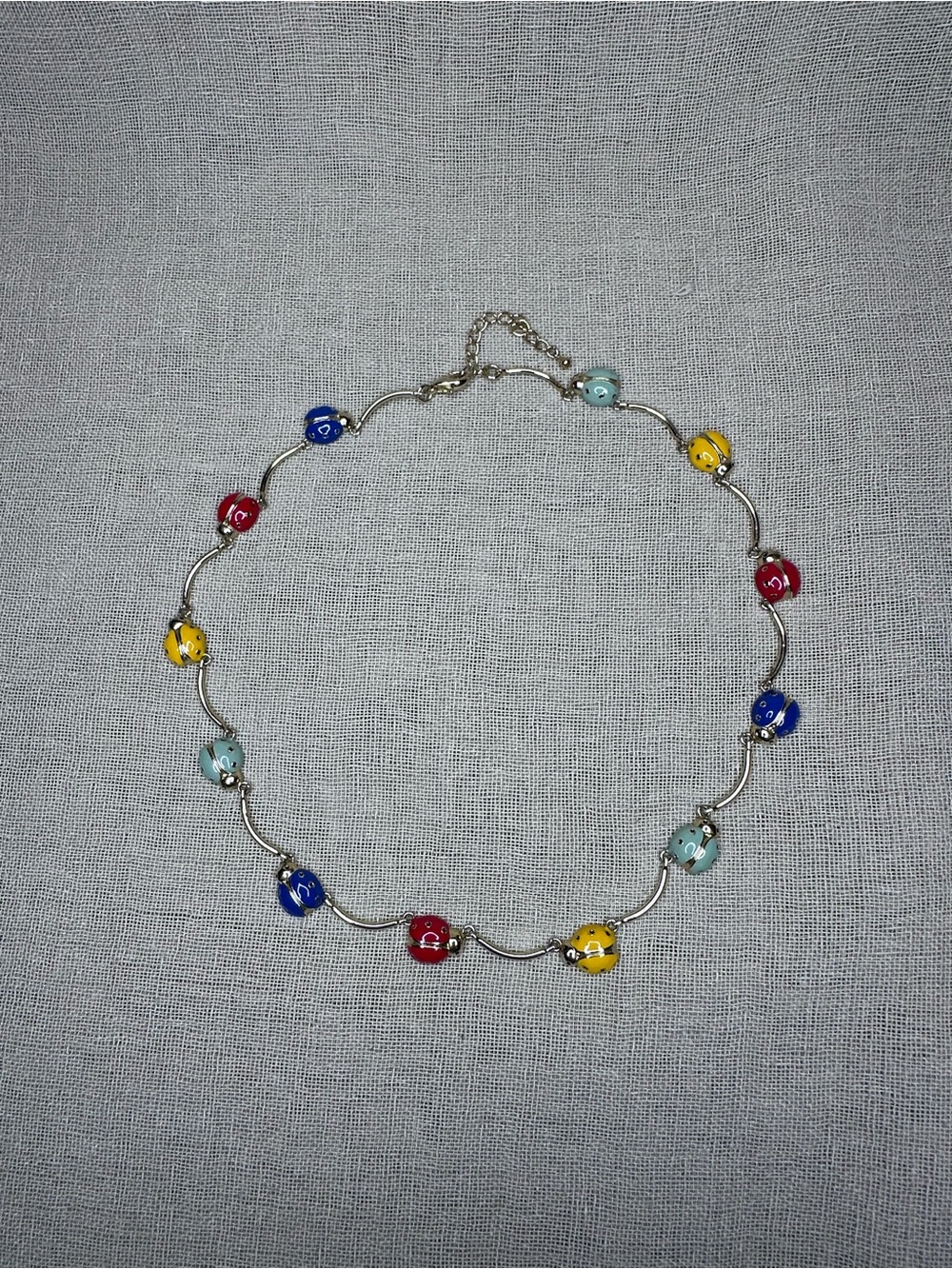 Multicolor Enamel Ladybug Station Necklace - Picture 4 of 6